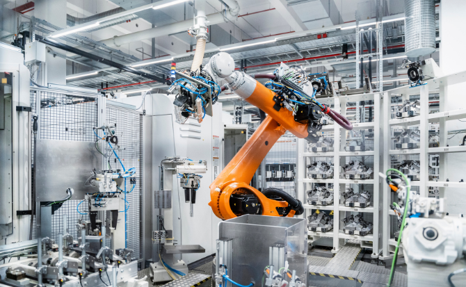 Modern manufacturing automation, advanced robotics in action