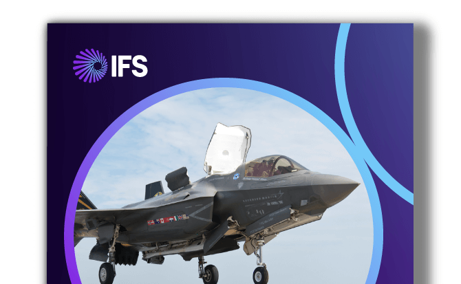 Modern fighter jet with open cockpit canopy under a clear sky, featured on an IFS-branded graphic.
